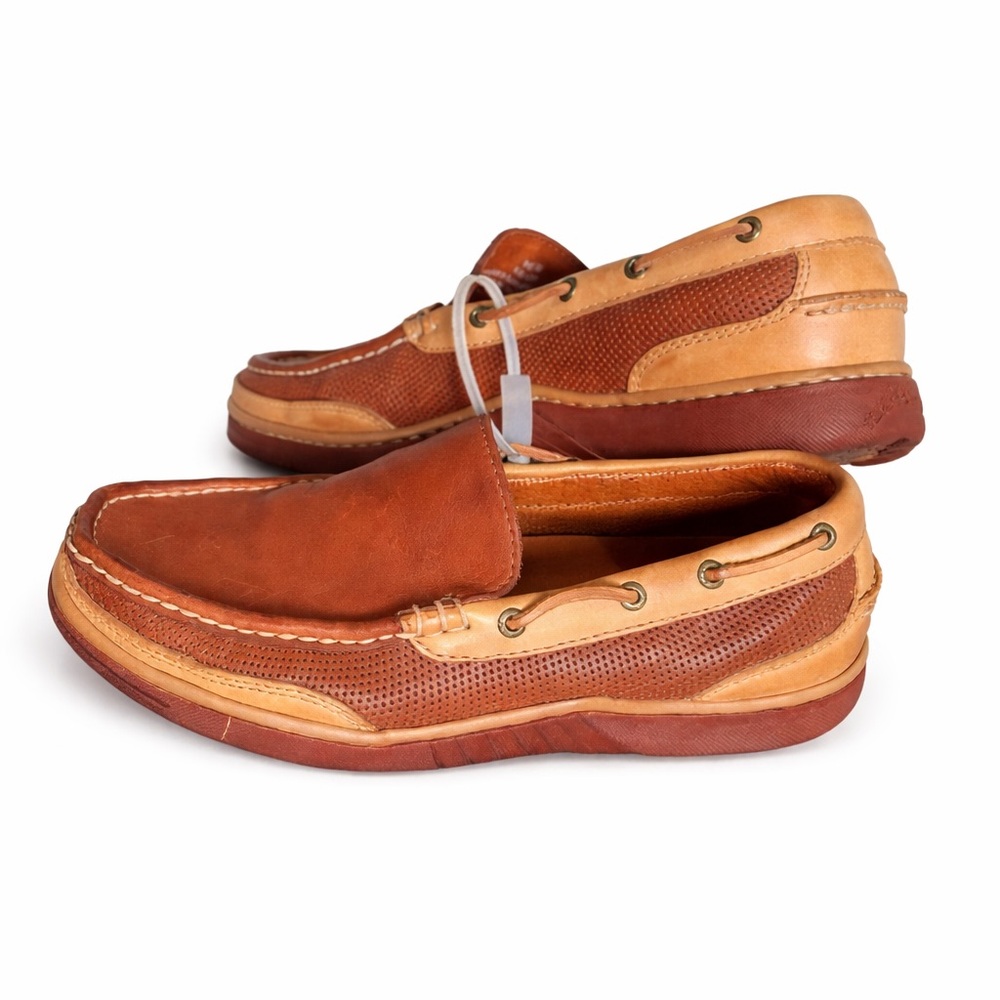 Tommy Bahama Men’s Leather Boat Shoes Slip-On Loafers Brown Size 10.5M